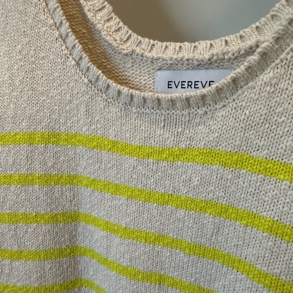Evereve KNIT tank (Cream and Neon-ish Yellow) EUC Large - Picture 3 of 3
